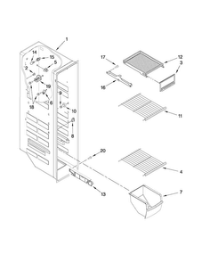 Freezer Liner Parts Diagram and Parts List for ASD2522WRW04  Amana Refrigerator