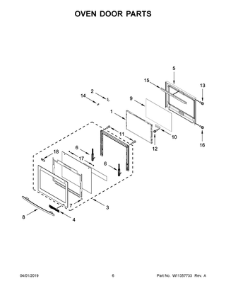 Oven Door Parts Diagram and Parts List for JMW3430DS04  Maytag Microwave Oven Combo