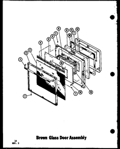 Brown Glass Door Assembly Diagram and Parts List for ADM-1B-P85548-2S  Amana Range