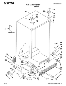 Cabinet Parts Diagram and Parts List for MSD2572VES03  Maytag Refrigerator