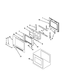 Upper Oven Door Parts Diagram and Parts List for JJW3830WP00  Jenn-Air Wall Oven