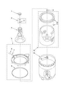 Agitator, Basket And Tub Parts Diagram and Parts List for MAT14PRAWW0  Maytag Washer