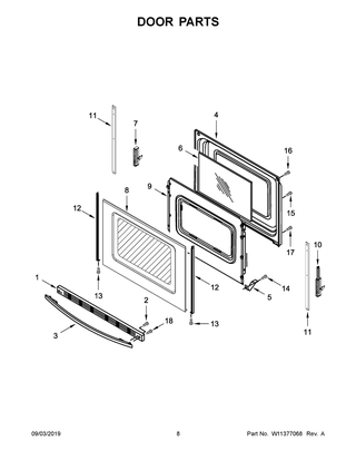 Door Parts Diagram and Parts List for YACR4303MFS4  Maytag Range