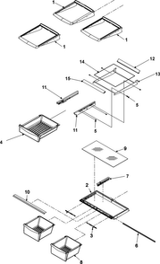 Refrigerator Shelving Diagram and Parts List for ABR2522FES0  Amana Refrigerator