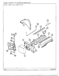 Optional Ice Maker Kit Diagram and Parts List for 19133-0A  Admiral Refrigerator