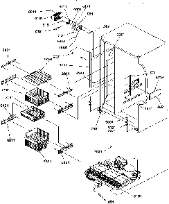 Freezer Shelves And Lights Diagram and Parts List for SRD325S5E-P1307201WE  Amana Refrigerator