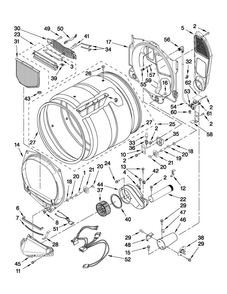 Bulkhead Parts Diagram and Parts List for MGDE301YW0  Maytag Dryer