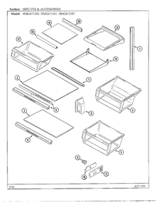 Shelves And Accessories Diagram and Parts List for HMG671580  Admiral Refrigerator
