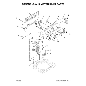 Controls And Water Inlet Parts Diagram and Parts List for 4KNTW3300JW2  Amana Washer