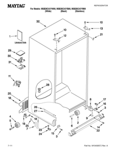 Cabinet Parts Diagram and Parts List for MSB26C4XYM00  Maytag Refrigerator