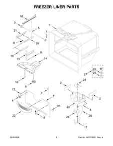 Freezer Liner Parts Diagram and Parts List for ABB1924BRB05  Amana Refrigerator