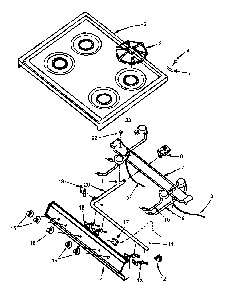 Top Burner Assy Diagram and Parts List for RBK22AA5-P1142943NL  Amana Range