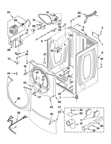 Cabinet Parts Diagram and Parts List for MGDE500VW3  Maytag Dryer
