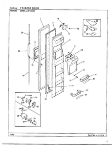Freezer Door Diagram and Parts List for 24912-0A  Admiral Refrigerator