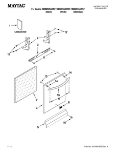 Door And Panel Parts Diagram and Parts List for MDB8959AWB7  Maytag Dishwasher