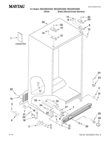 Cabinet Parts Diagram and Parts List for MSD2559XEB00  Maytag Refrigerator