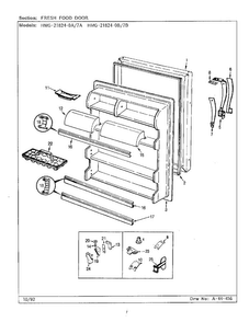 Fresh Food Door Diagram and Parts List for 21824-0A  Admiral Refrigerator