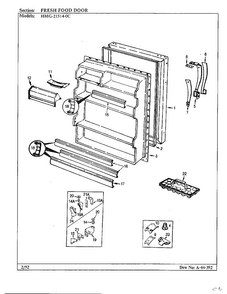 Fresh Food Door Diagram and Parts List for 21514-0A  Admiral Refrigerator