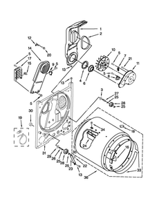Bulkhead Parts Diagram and Parts List for 4GMEDC300YW1  Maytag Dryer