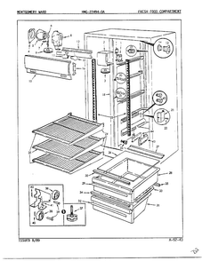 Fresh Food Compartment Diagram and Parts List for 22494-OA  Admiral Refrigerator