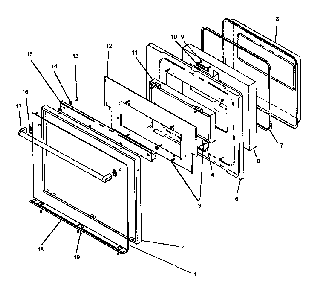 Oven Door Diagram and Parts List for AO27SEW1 P1132340NW Amana Range