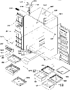 Refrigerator/freezer Shelves, Lights, And Hinges Diagram and Parts List for SXD520TW-P1310001WW  Amana Refrigerator