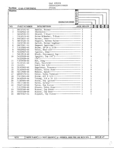 Gas Controls Page 2 Diagram and Parts List for 2522A  Hardwick Range