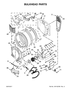 Bulkhead Parts Diagram and Parts List for CGD7464GW0  Crosley Dryer