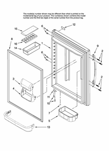 Refrigerator Door Parts Diagram and Parts List for GB5526FEAW10  Maytag Refrigerator