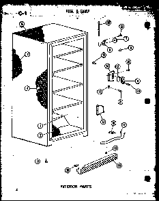 Section 3 Diagram and Parts List for UF22C P60345-72W Amana Freezer