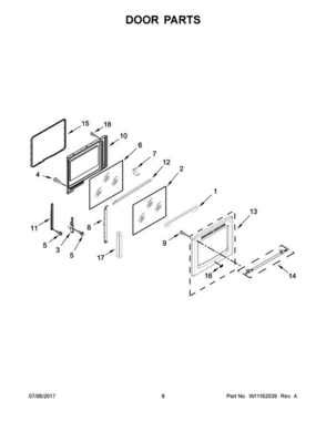 05 - Door Parts Diagram and Parts List for MER8700DS2  Maytag Range