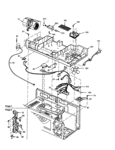 Blower Motor/Air Duct/Latch Diagram and Parts List for MVH250W-P1323204M  Amana Microwave