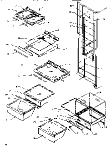 Shelving & Drawers Diagram and Parts List for SXD520SL-P1182401WL  Amana Refrigerator
