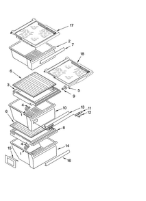Refrigerator Shelf Parts Diagram and Parts List for MSB2554AEW00  Maytag Refrigerator