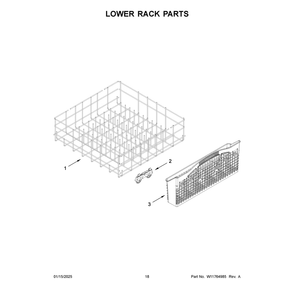 Lower Rack Parts Diagram and Parts List for ADFS2524RZ0  Amana Dishwasher
