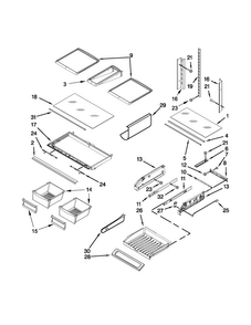 Shelf Parts Diagram and Parts List for JFI2089AEP13  Jenn-Air Refrigerator