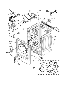 Cabinet Parts Diagram and Parts List for MGD3000BW0  Maytag Dryer