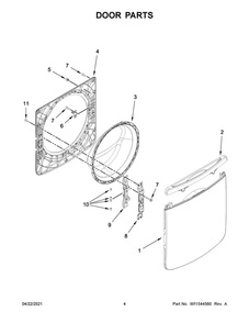 Door Parts Diagram and Parts List for MHW8630HC4  Maytag Washer