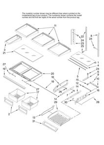 Shelf Parts Diagram and Parts List for MFI2067AEW13  Maytag Refrigerator