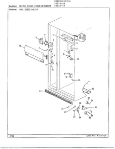 Fresh Food Compartment Diagram and Parts List for 22922-7A  Admiral Refrigerator