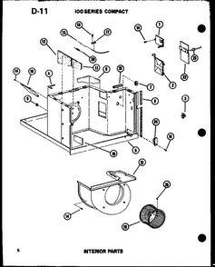 100 Series Compact Interior Parts Diagram and Parts List for ES108-2HL P67231-22R Amana Air Conditioner