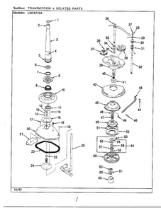 Transmission & Related Parts Diagram and Parts List for 6743B  Norge Washer
