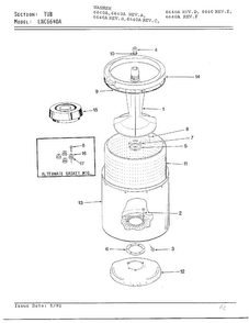 Tub Parts Diagram and Parts List for 6640A  Norge Washer