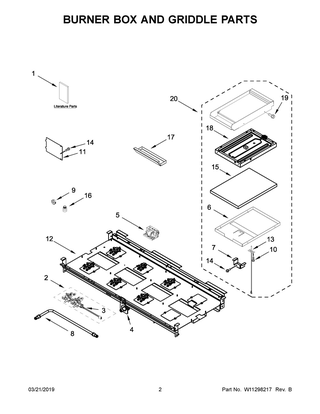 Burner Box And Griddle Parts Diagram and Parts List for JDRP548HM00  Maytag Range