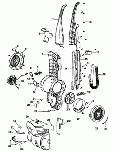 Diagram 1 Diagram and Parts List for UH40150  Hoover Upright Vacuum