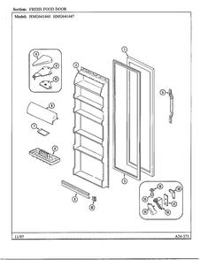 Fresh Food Door Diagram and Parts List for 641440  Admiral Refrigerator