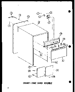 Cabinet + Start Switch Assembly Diagram and Parts List for SMC-1-C P18011-3TC Amana Trash Compactor