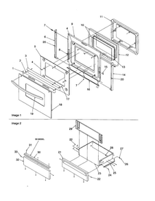 Oven Door And Storage Drawer Diagram and Parts List for ARTSC8651E-P1143904NE  Amana Range