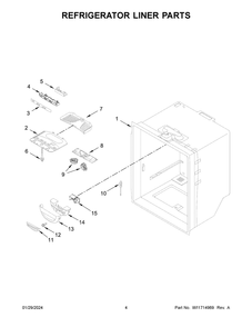 Refrigerator Liner Parts Diagram and Parts List for ABB2224BRW05  Amana Refrigerator