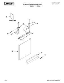 Door And Panel Parts Diagram and Parts List for CUD6710XB3  Crosley Dishwasher